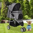 thumbnail image 1 of NiamVelo 3 Wheels Pet Stroller Folding Dog Stroller Cat Stroller with Cup Holder & Storage Basket for Medium Small Dogs Cats, Grey, 1 of 8