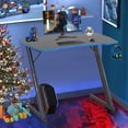thumbnail image 1 of NiamVelo 35" Gaming Desk , Z-Shaped Computer Desk PC Computer Table Ergonomic Computer Gamer Workstation with Headphone Hook for Home Office, Blue, 1 of 7