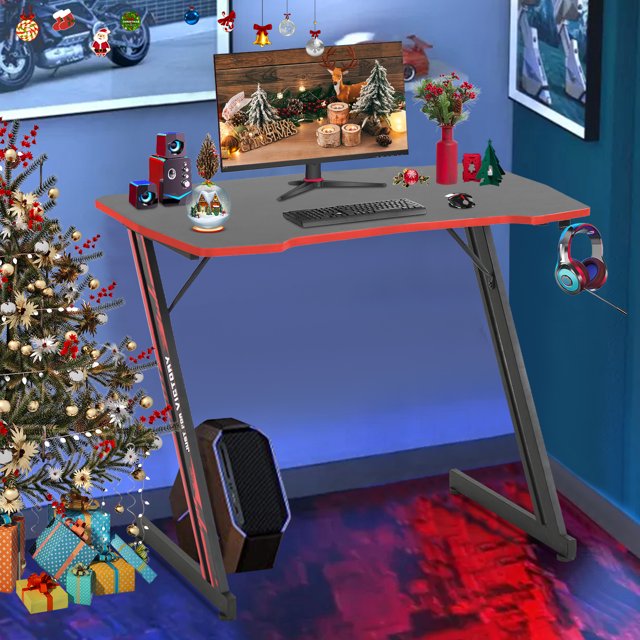 NiamVelo 35" Gaming Desk , ZShaped Computer Desk PC Computer Table