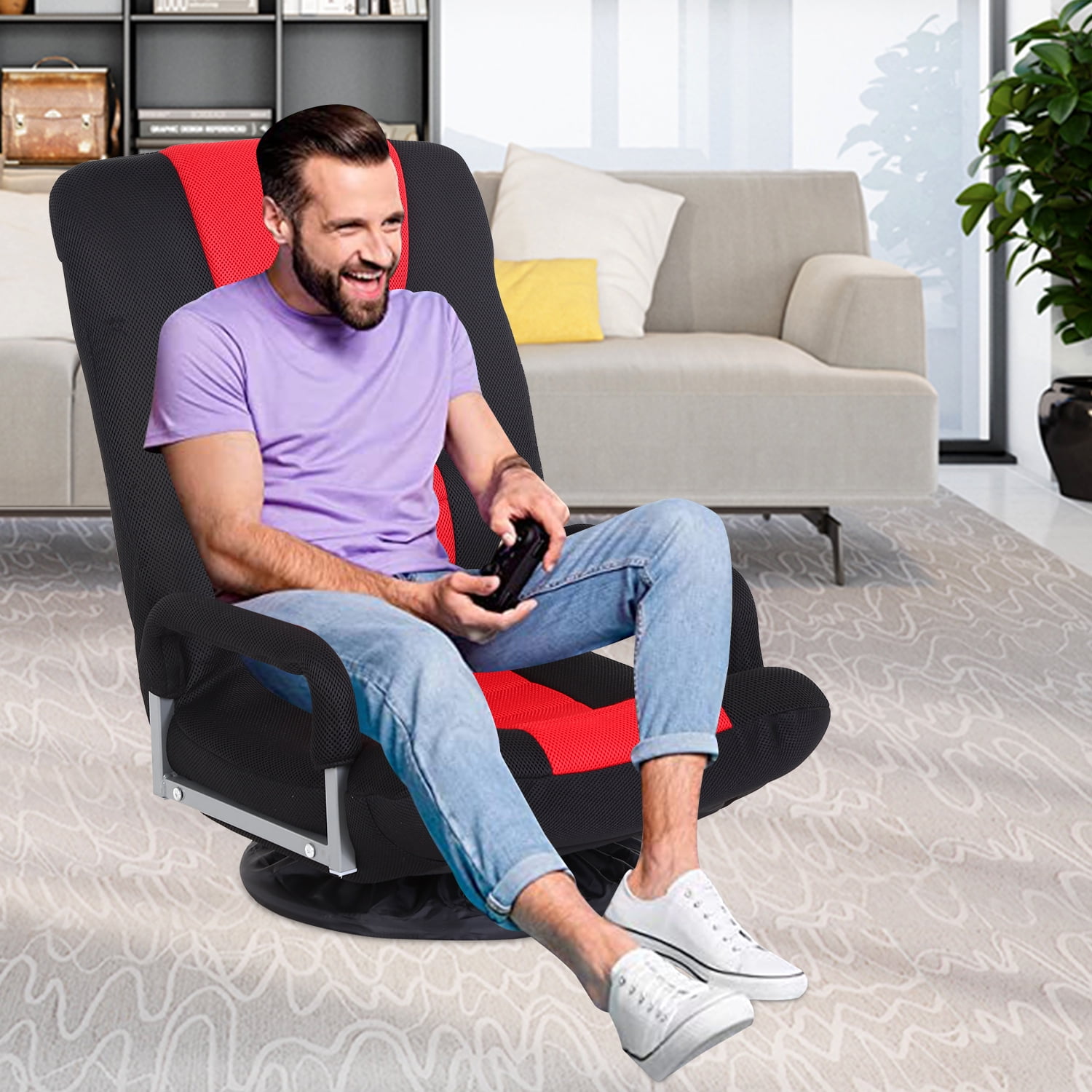 NiamVelo 360° Swivel Gaming Floor Chair with Armrest Handles Adjustable