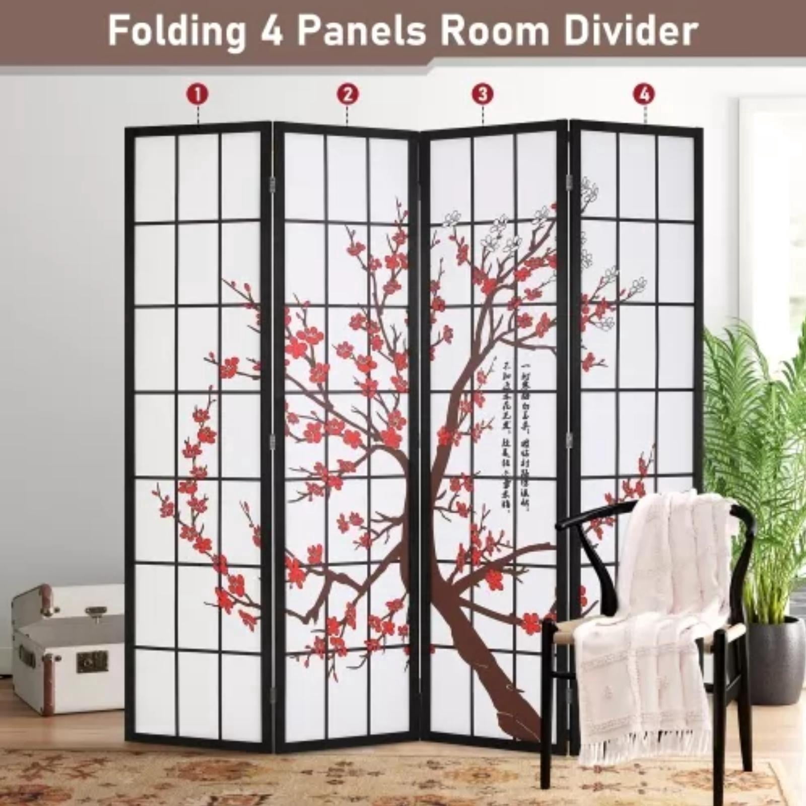 NiamVelo 4 Panel Room Dividers 6Ft Folding Privacy Screens Portable Room Partition , Freestanding Tall Room Divider, White