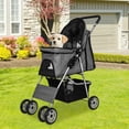 thumbnail image 1 of NiamVelo 4 Wheels Dog Stroller Foldable Pet Stroller Dog Cat Jogger Stroller Folding Lightweight Travel Stroller with Cup Holders& Storage Basket for Small Medium Dogs, Grey, 1 of 9