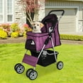 thumbnail image 1 of NiamVelo 4 Wheels Dog Stroller Foldable Pet Stroller Dog Cat Jogger Stroller Folding Lightweight Travel Stroller with Cup Holders& Storage Basket for Small Medium Dogs, Purple, 1 of 9