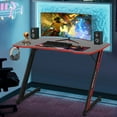 thumbnail image 1 of NiamVelo 47 inch Gaming Desk, Z-Shaped PC Computer Table Ergonomic Gamer Workstation with Headphone Hook for Home Office, Red, 1 of 9