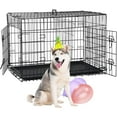 NiamVelo 48 inch Large Dog Crate, Folding Metal Pet Cage with Tray, Black XXL