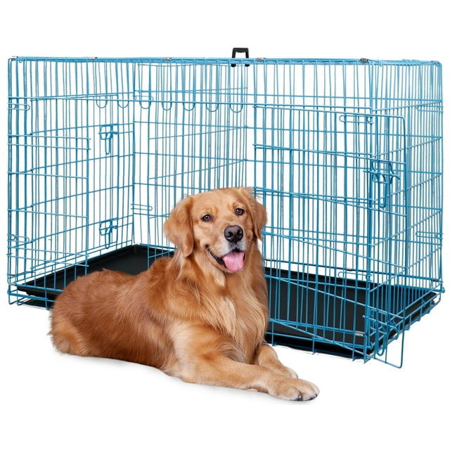 NiamVelo XXL Double Door 48 inch Large Dog Crate, Folding Wire Pet Cage