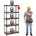 thumbnail image 1 of NiamVelo 5 Tier Garage Shelves Heavy Duty Metal Shelving Unit 1655LBS Adjustable  Storage Rack Utility Shelf for Warehouse Pantry Kitchen, 11.8"D x 27.6"W x 60" H,Black, 1 of 7