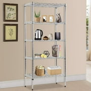 NiamVelo 5 Tier Wire Shelving Unit Metal Storage Shelves, Adjustable Heavy Duty Wire Rack Shelving 750lbs Capacity  for Garage Home Kitchen Bathroom, Silver