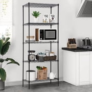 NiamVelo 5 Tier Wire Shelving Unit Metal Storage Shelves, Adjustable Heavy Duty Wire Rack Shelving 750lbs Capacity for Garage Home Kitchen Bathroom, Black