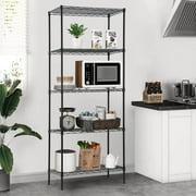 NiamVelo 5 Tier Wire Shelving Unit Metal Storage Shelves, Adjustable Heavy Duty Wire Rack Shelving 750lbs Capacity  for Garage Home Kitchen Bathroom, Black
