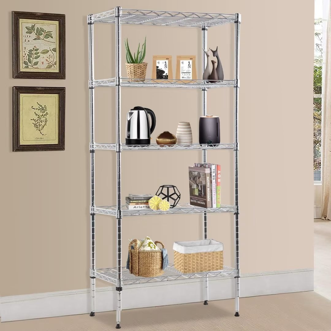 Adjsutable Rack NiamVelo 5-Tier Adjustable Metal Storage Rack, 750lbs Capacity, Silver ...