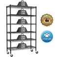 thumbnail image 1 of NiamVelo 6 Tier Wire Shelving Unit with Wheels 2100 LBS Heavy Duty Adjustable Metal Shelves Storage Shelves 45"x18"x82", Black, 1 of 9