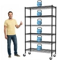 thumbnail image 1 of NiamVelo 6-Tier Wire Shelving Unit Heavy Duty Storage Shelf Adjustable NSF Metal Wire Shelf with Wheels, 2100LBS Capacity for Pantry Kitchen, Black, 1 of 9