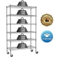 thumbnail image 1 of NiamVelo 6 Tier Wire Shelving Unit with Wheels 2100 LBS Heavy Duty Adjustable Metal Shelves Storage Shelves 45"x18"x82", Silver, 1 of 8