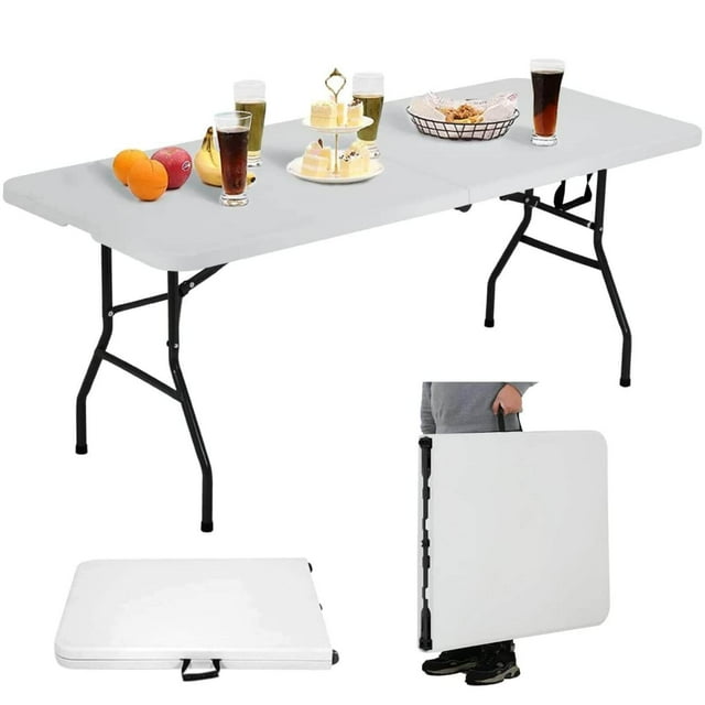 NiamVelo 6 ft Folding Table with Handle, Plastic Picnic Table Portable