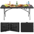 thumbnail image 1 of NiamVelo 6ft Folding Table Portable Plastic Indoor Outdoor Camping Dining Table with Carrying Handle, Black, 1 of 7