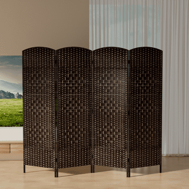 NiamVelo 71 inch Wood Room Divider 4 Panel Folding Privacy Screen Portable Partition Screen with Metal Hinges, Brown