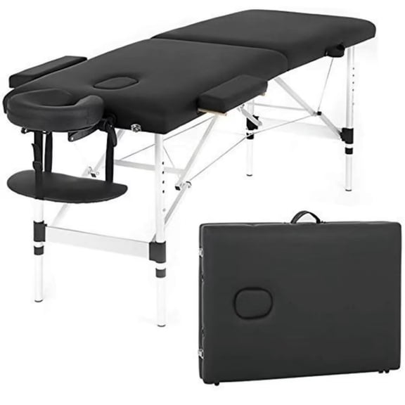 NiamVelo 73-in Aluminium Massage Table Portable Massage Bed  Adjustable Face Cradle with Carry Case, Maximum Weight 450LB, Black