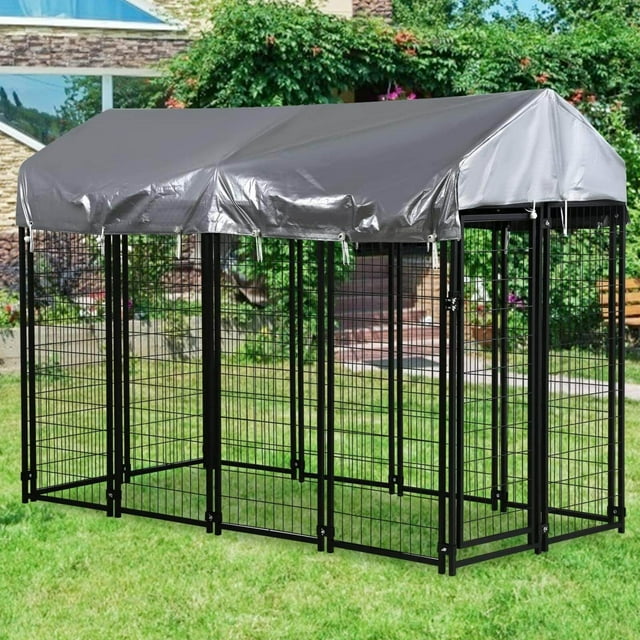 NiamVelo 8'x4'x6' Large Dog Kennel Heavy Duty Playpen Welded Dog Cage