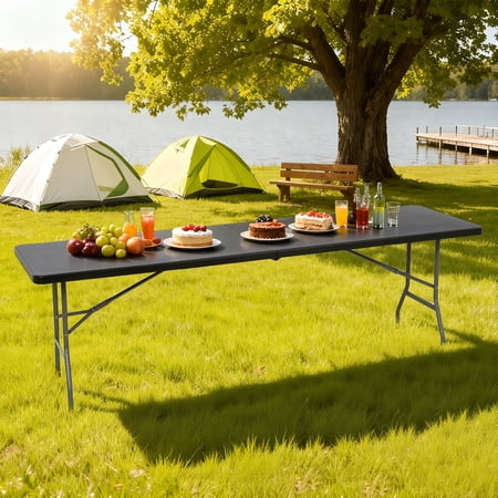 NiamVelo 94 in Large FoldingTable Foldable Table w/Handle Portable Plastic Tables Party table Dinning Table Mesa Plegable for Indoor& Outdoor 396LBS Capacity(Black)