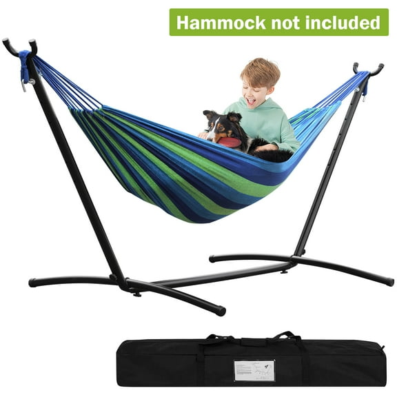 NiamVelo 9FT Hammock Stand 2 Person Hammock Chair Stand Hanging Chair Stand with Carrying Bag for Indoor/Outdoor Patio, Deck, Yard Stand, 264LBS Black
