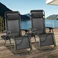 thumbnail image 1 of NiamVelo Adjustable Patio Zero Gravity Chairs - Set of 2 Black, 1 of 7