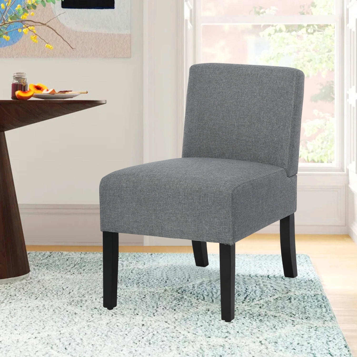 Grey armless accent chair discount