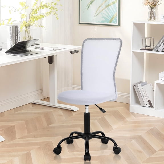 NiamVelo Armless Home Office Chair Adjustable Mesh Computer Desk Chair Ergonomic Swivel Rolling Task Chair for Adult, White