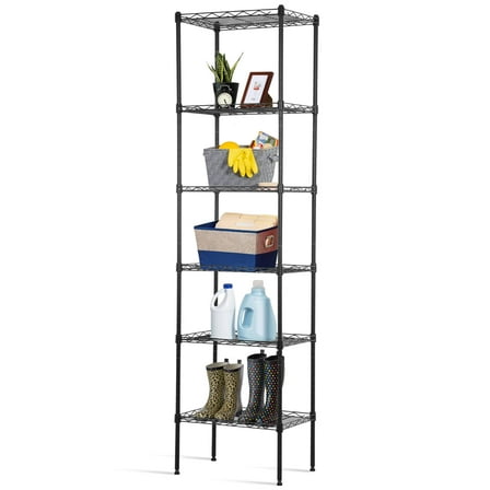 NiamVelo Black Adjustable 6-Tier Wire Metal Shelving Unit
