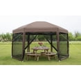 thumbnail image 1 of NiamVelo Camping Gazebo Tent 13'x13' Hexagonal Gazebo Pop Up Gazebo Screen Canopy Gazebo with Mosquito Netting & Carry Bag, Brown, 1 of 7