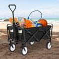 thumbnail image 1 of NiamVelo Collapsible Wagon Foldable Wagon Cart Beach Wagon Outdoor Utility Wagon with  Wheels  and Adjustable Handle for Beach, Camping Black, 1 of 8
