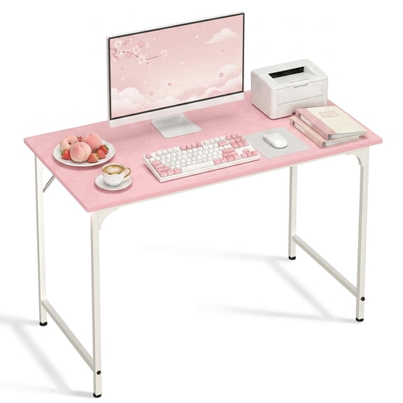 NiamVelo Computer Desk 40 inches Home Office Desk Modern Simple Style PC Desk with Sturdy Metal Frame for Adults , Pink