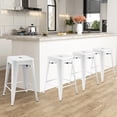 thumbnail image 1 of NiamVelo Counter Height Bar Stools Set of 4 Metal Bar Stools 24 inch Stackable Stools Modern Industrial Stools for Kitchen, White, 1 of 7