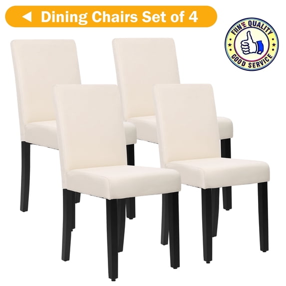 NiamVelo Dining Chairs Set of 4 Fabric Upholstered Kitchen Chairs Dining Room Chairs with Solid Wood Legs for Kitchen Restaurant and Living Room, Beige