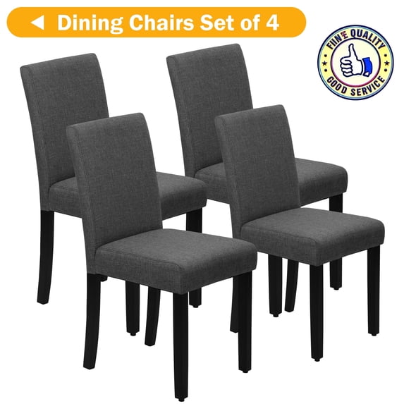 NiamVelo Dining Chairs Set of 4 Fabric Upholstered Kitchen Chairs Dining Room Chairs with Solid Wood Legs for Kitchen Restaurant and Living Room, Grey
