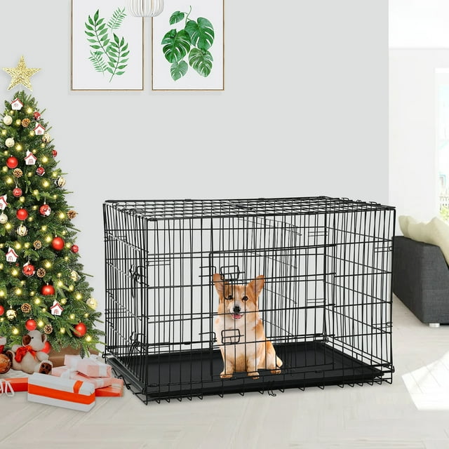 NiamVelo Dog Cage 36'' Metal Dog Crate , Folding Dog Kennel with