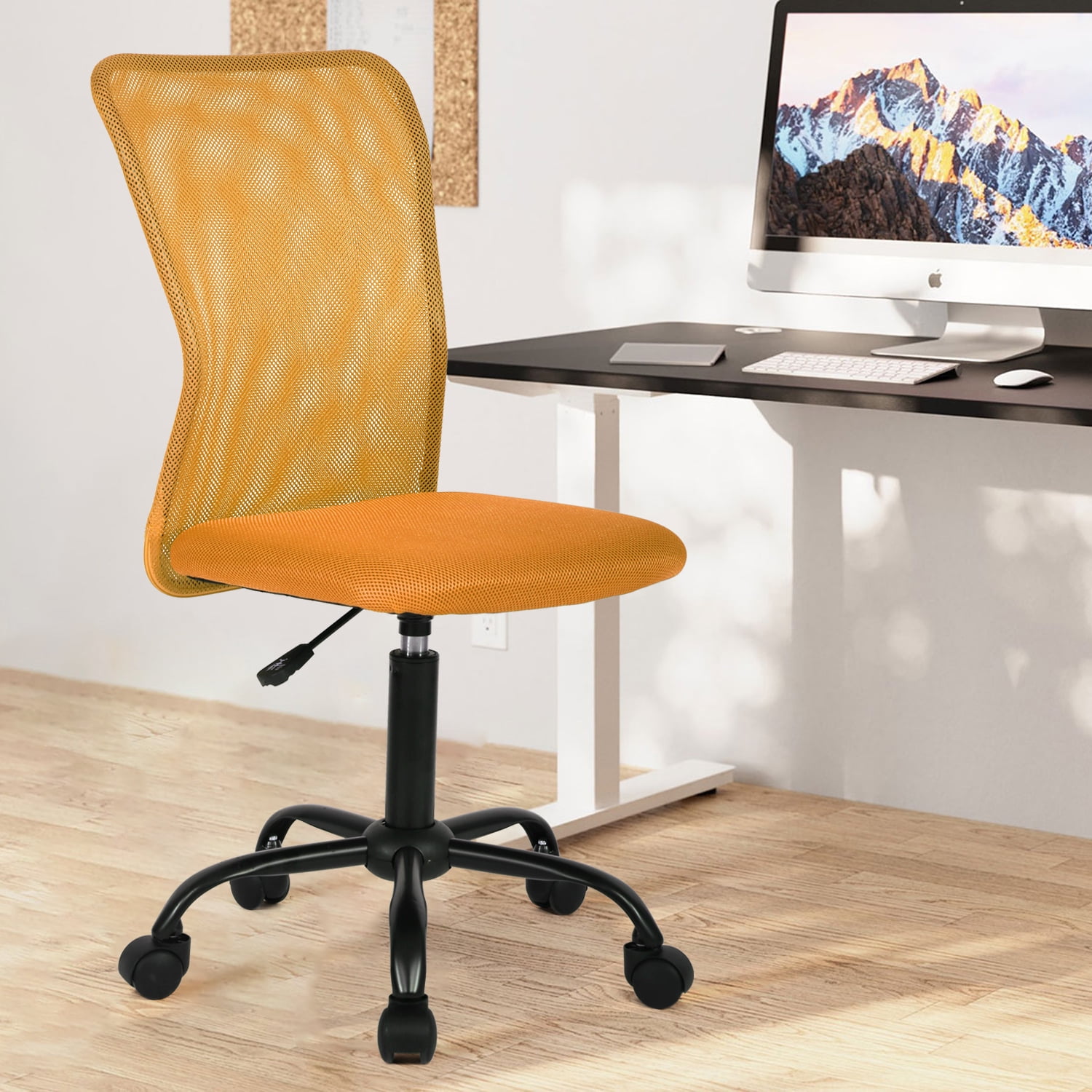 NiamVelo Executive Office Chair Armless Computer Chairs Adjustable Desk Chair with Lumbar Support for Teens Adults, Orange
