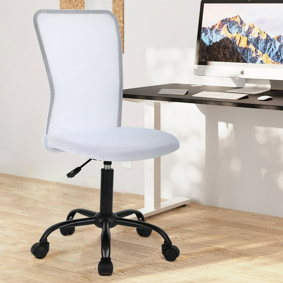 NiamVelo Executive Office Chair Armless Computer Chairs Adjustable Desk Chair with Lumbar Support for Teens Adults, White