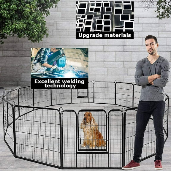NiamVelo Extra Large Dog Playpen 16 Panels 40 Inch Heavy Duty Dog Pen Pet Fence Exercise Pen, Black