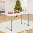 NiamVelo Folding Table 4 Ft Plastic Picnic Table Height Adjustable