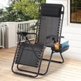 thumbnail image 1 of Zero Gravity Chair Folding Lounge Chair Lawn Chairs Outdoor Portable Reclining Chairs with Head Pillow & Side Table Cup Holder for Patio, Poolside,Beach, 250lbs Capacity （Black）, 1 of 8