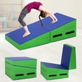 thumbnail image 1 of NiamVelo Incline Gymnastics Mat, Folding Tumbling Mats Gymnastics Cheese Wedge Skill Shape Mat with Non-Slip PVC Surface & Handles, Blue, 1 of 10