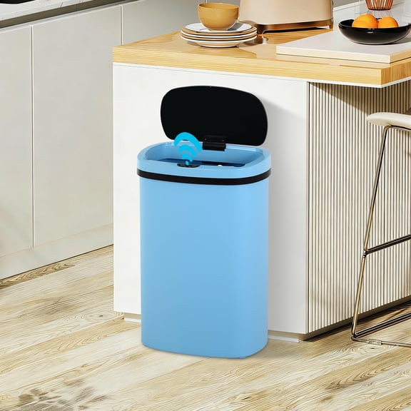NiamVelo Kitchen Trash Can with Lid, 13 Gallon Garbage Can Automatic Trash Can for Bedroom Bathroom Home Office,Blue