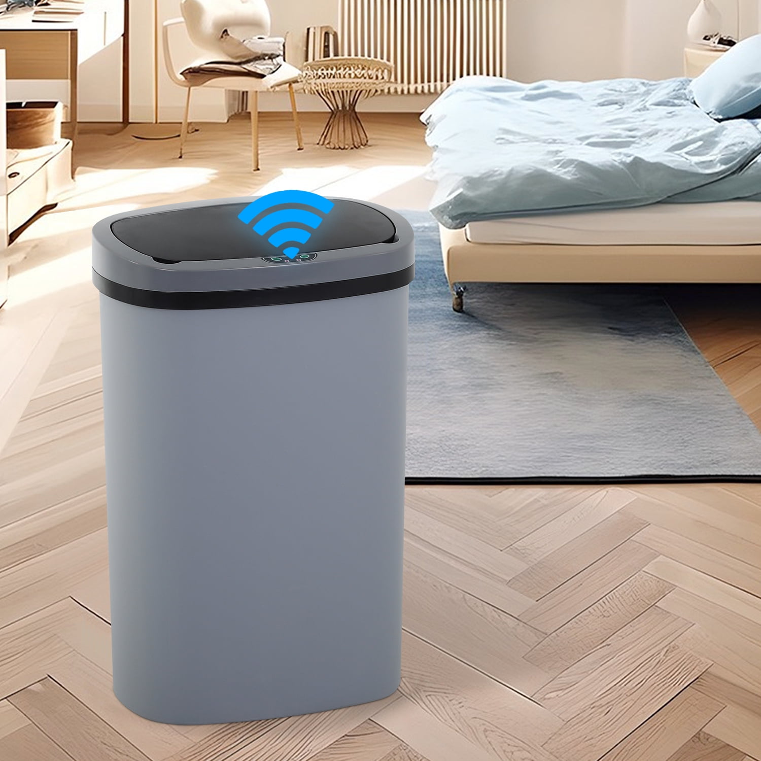 NiamVelo Kitchen Trash Can with Lid, 13 Gallon Garbage Can Automatic ...
