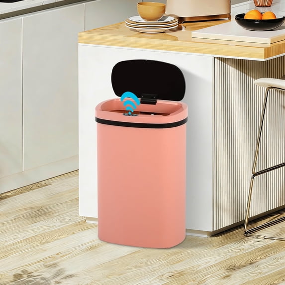 NiamVelo Kitchen Trash Can with Lid, 13 Gallon Garbage Can Automatic Trash Can for Bedroom Bathroom Home Office,Pink