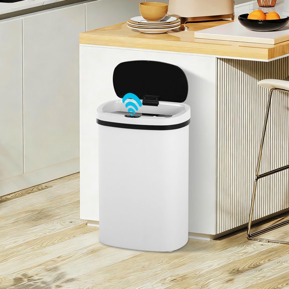 NiamVelo Kitchen Trash Can with Lid, 13 Gallon Garbage Can Automatic Trash Can for Bedroom Bathroom Home Office,White