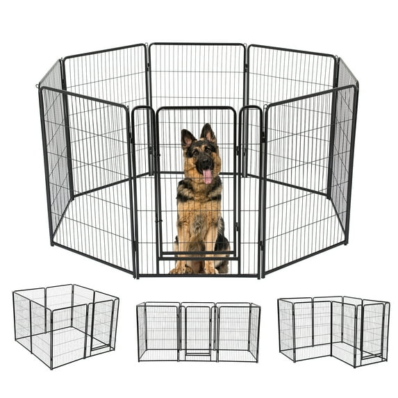 NiamVelo Large Dog Playpen, 8-Panel 40" Metal Dog fence Dog Pen with door for Small, Medium, Large Dogs, Pet Exercise Pen for Outdoor, Yard, Garden, RV Camping, Black
