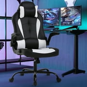 NiamVelo Leather Gaming Chair Ergonomic Video Game Chairs with Flip up Arms, Adjustable Rolling Swivel Chair for Adult Teen, White