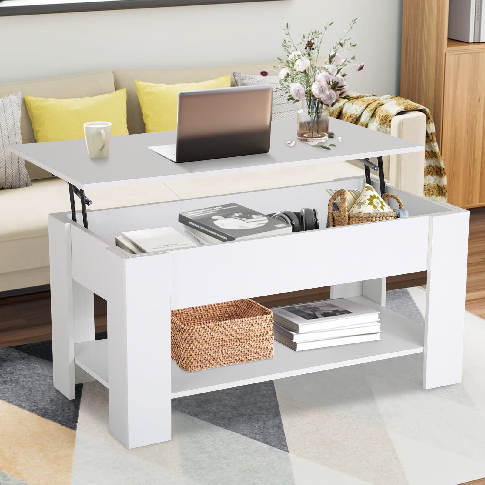 NiamVelo Lift Top Coffee Table, Versatile 3-in-1 Design, Hidden Storage ...