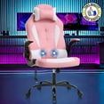thumbnail image 1 of NiamVelo Massage Gaming Chair Video Gamer Chair PU Leather Computer Chairs Desk Chair w/Adjustable Headrest and Armrest,Ergonomic Office Chair High Back Racing Game Chair, 250lbs （Pink）, 1 of 8